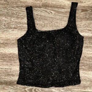 Vintage Cache Beaded 100% Silk Tank Top XS 90s Evening Party Top Embellished Y2K